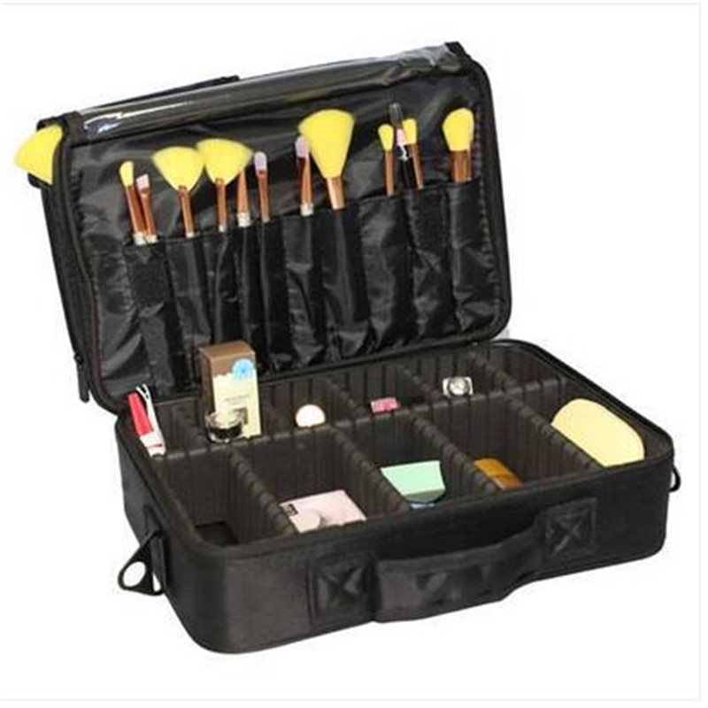 

2019 Sales!!! Wholesales Free Shipping Professional High-capacity Multilayer Portable Travel Makeup Bag with Shoulder Strap (Small) Black