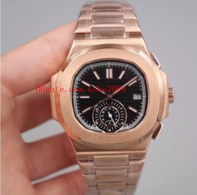 

2color Luxury High quality Mens Watch 5980/1R-001 5980/1AR-001 40.5mm 18k Rose Gold Sapphire Glass Mechanical Transparent Mens Watch Watches, Black