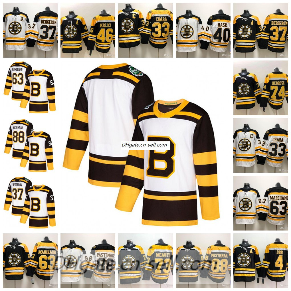 

Custom 2019 Winter Classic Boston Bruins 37 Patrice Bergeron 40 Tuukka Rask Brad Marchand Pastrnak 33 Zdeno Chara Hockey Jerseys Stitched, Black;red