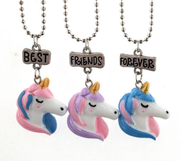 

Best Friends Pendant Necklaces Cute Children Jewelry BFF unicorn necklace Simulation Resin Cartoon Necklaces Animal Series-2