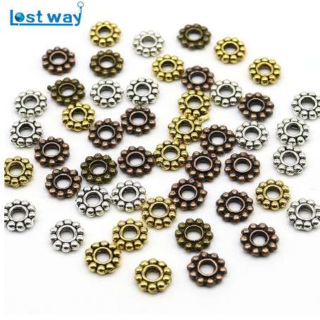 

6mm Wholesale 100pcs/200pcs/lot Daisy Flower Spacers bead Metal Gold Tibetan Silver Spacer Beads for Jewelry Making hole is 2mm
