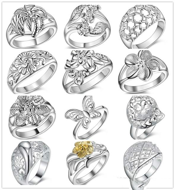 2018 Ventes chaudes Style mixte 925 Sterling Silver Fleur Doigt Bague Fashion Bijoux Nouveau Design Cadeau de Noël pour femmes Livraison Gratuite