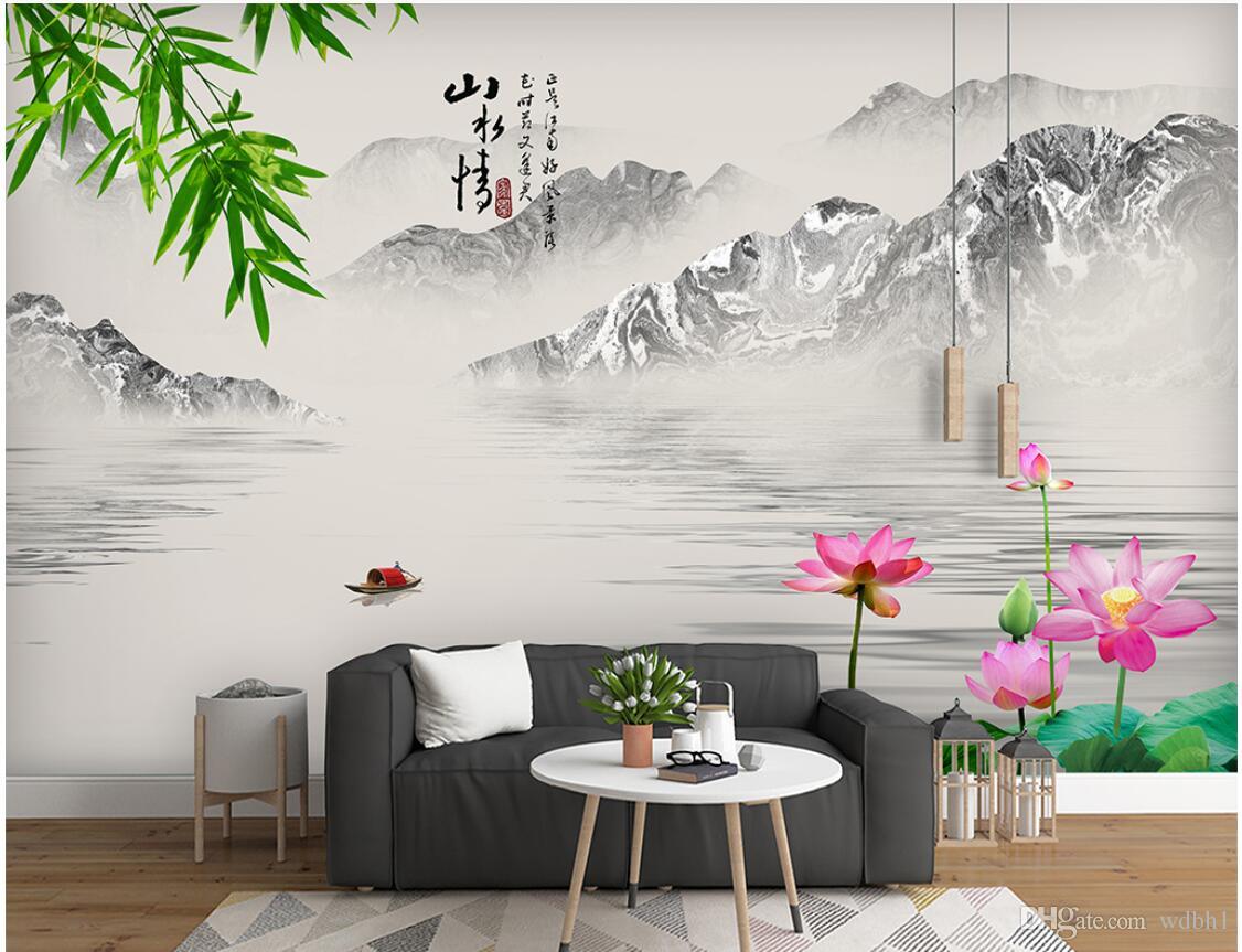 

3d wallpaper custom photo Non-woven mural New Chinese style landscape scenery landscape TV background wall muals wall paper for walls 3 d, Sky blue