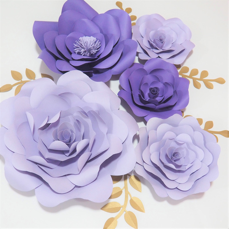 

5PCS Giant Paper Flowers + 5 Leaves Flores Artificiales Fleur Artificielle Wedding & Event Backdrop Party Baby Nursery DIY, Mix color