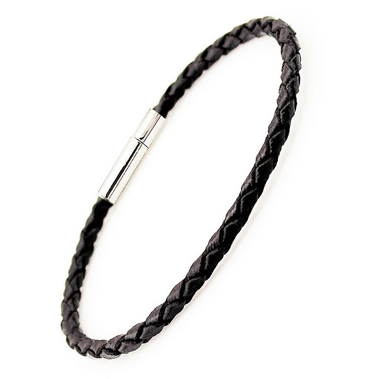 

stainless Steel Bracelet Men Genuine Leather Bracelets Simple Style Ladies Black Color Leather Bracelet for Women