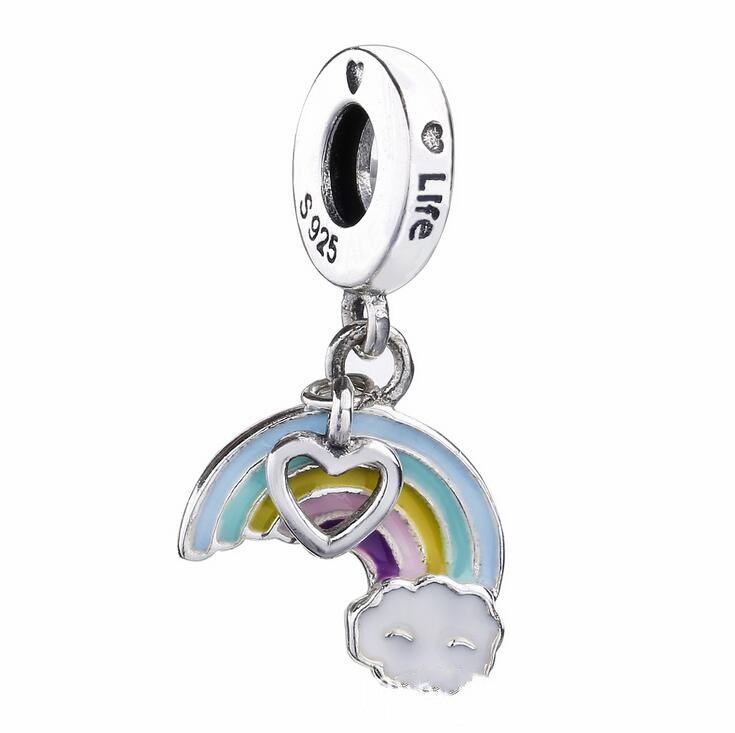 Fits Charms Bracelets 2018 Spring Rainbow Love Enamel Charm beads Original 925 Sterling Silver DIY Jewelry For Women Making Wholesale-image-422599497