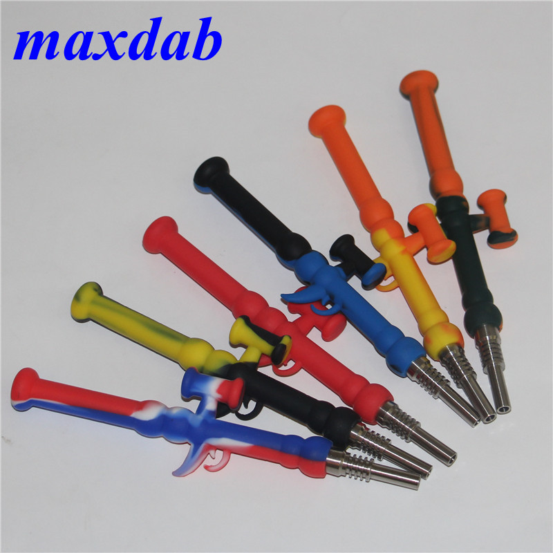 

Silicone nectar collector hookah Unbreakable Silicon Dab Oil Rig Concentrate Smoking Pipe with 10mm Titanium Nail