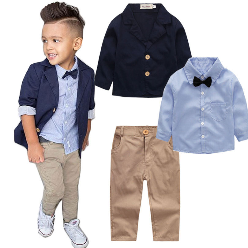 Ensembles de vêtements pour garçons, 3 pièces, tenue de printemps et d'automne, vêtements pour bébés, petit gentleman pour garçon