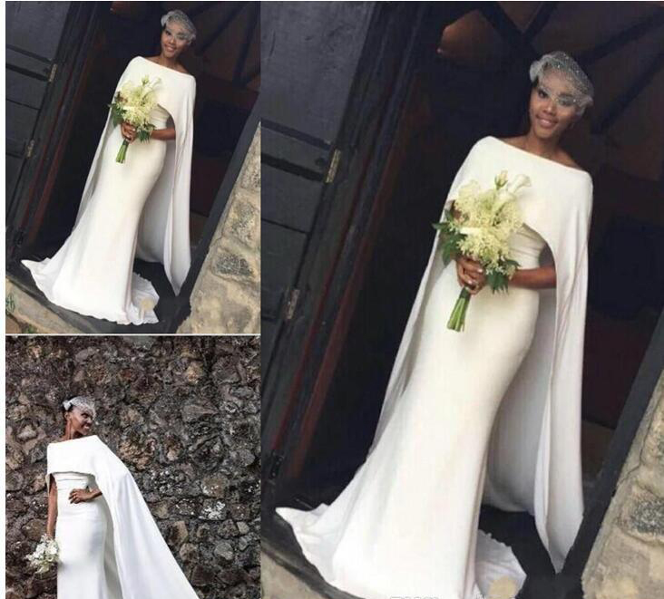 

Black Girls Mermaid Wedding Dress Simple Long Church Garden Bride Bridal Gown Custom Made Plus Size, Ivory
