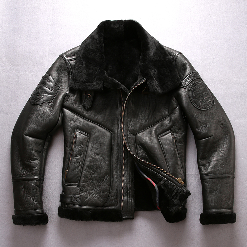 

Black Avirex fly USA B3 air force flight jackets motorcycle jacket 2013 flying wear sheepskin genuine leather jackets AVIREX