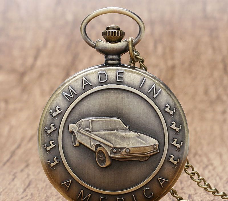 

Wholesale 50pcs/lot Bronze Car Pocket watch vintage pocket watch Men Women antique models Tuo table watch PW150