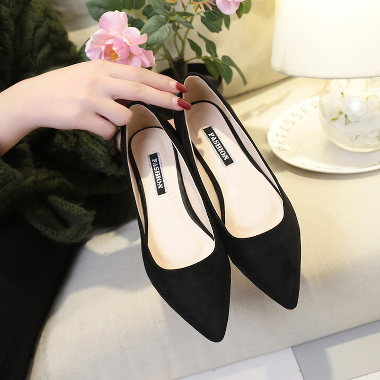 Women Suede Flats Fashion Basic Mixed Colors Pointy Toe Shoes 
