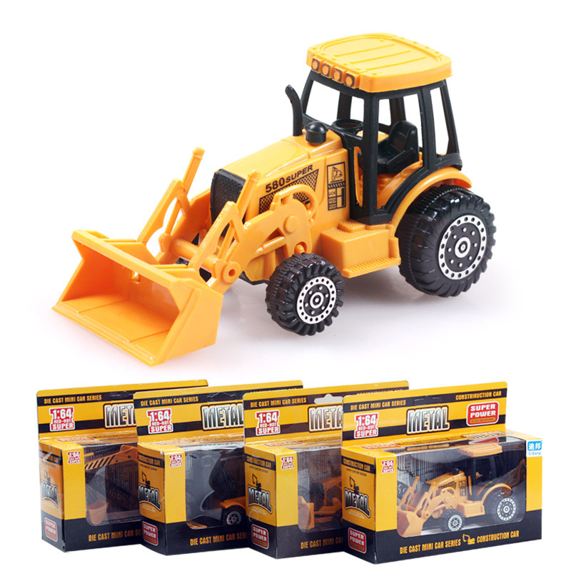 Camions d'atelier d'usinage en alliage, chariots élévateurs, pelle de tracteur, excavatrices, bulldozers, 4 types, pour les cadeaux d'anniversair