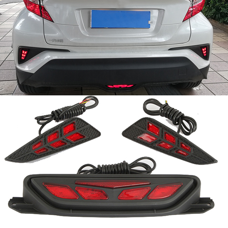 

LED Rear Bumper Brake Light DRL Driving Fog Tail Fog Light Tail Bumper Light Sets For Toyota C-HR 2016 2017 2018