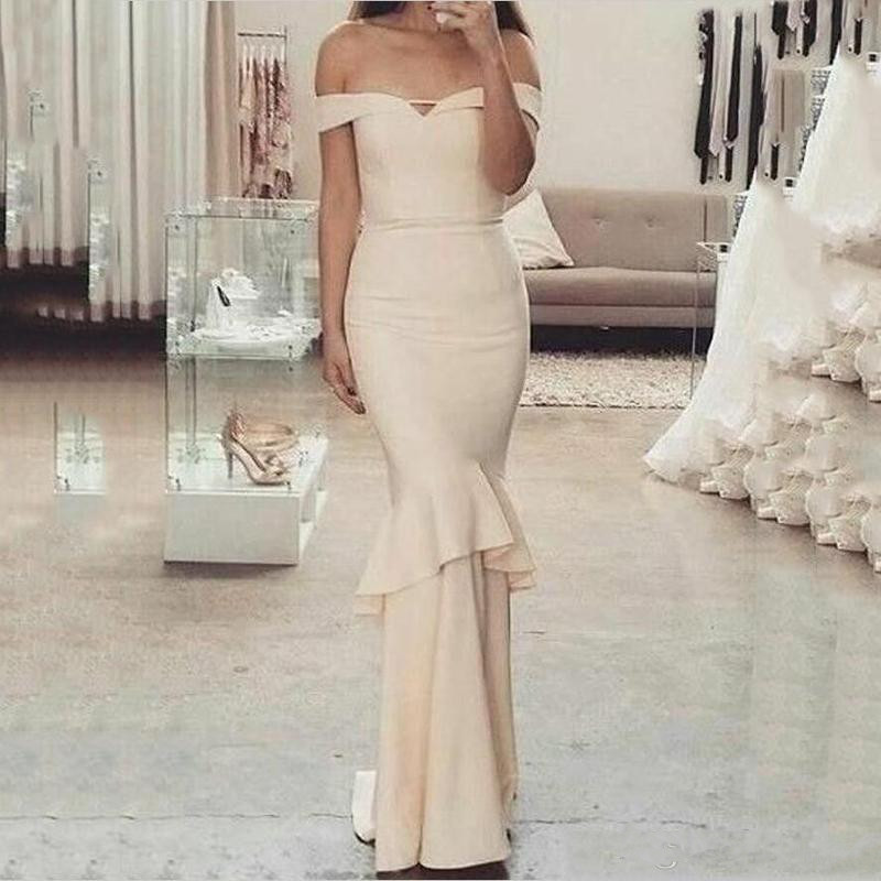

Off Shoulder Champagne Mermaid Evening Dresses Simple Formal Prom Party Gowns Bridesmaid Dress Plus Size, Red