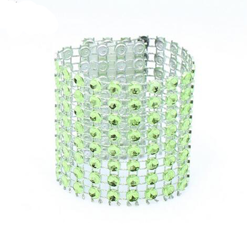

100Pcs/Lot Plastic Rhinestone Wrap Green Napkin Ring New Napkin Rings Chair Buckle Hotel Wedding Supplies Home Talbe Decoration