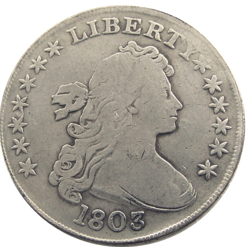 

United States Coins 1803 Draped Bust Brass Silver Plated Dollar Letter Edge Copy Coin