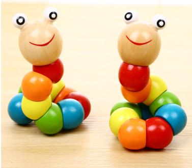 

Hot sale 3 selling, changing, twisting, Rainbow people, baby building blocks, puzzle toys, early taught wooden caterpillars.