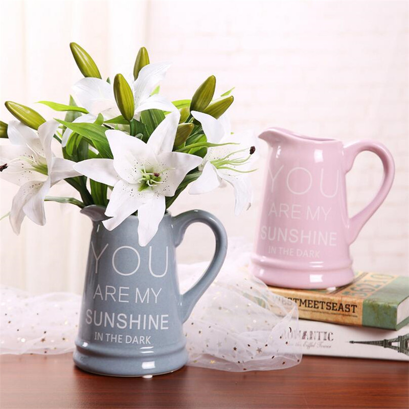 2019 Wholesale Romantic Artificial Flower Vase Ceramic Creative
