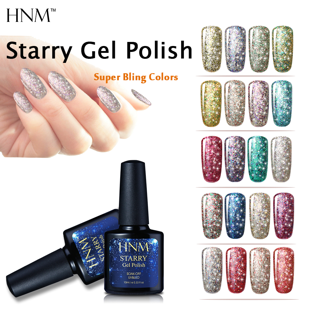 

HNM 10ML Stary Nail Gel Polish Super Bling Color Gel Varnish Soak Off Semi Permanent UV LED Lucky Lacquer Hybrid Luck Ink Glue, 6620