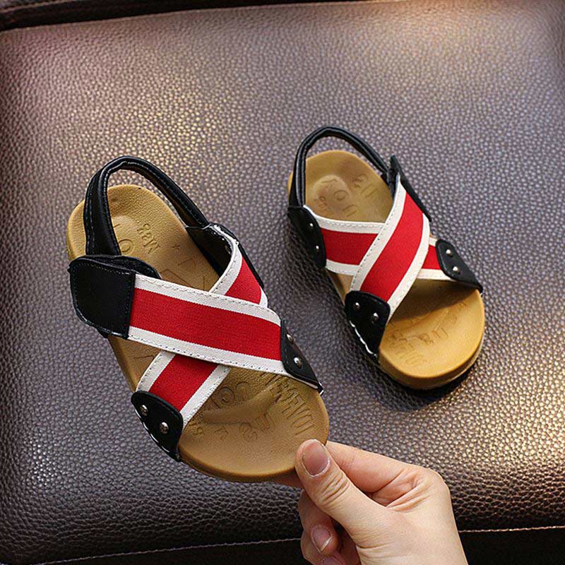 

Summer Sandals Child Unisex Kids Sandal Toddler Shoes For Boy Girl Soft Tendon Bottom Sandals #25, Black;red