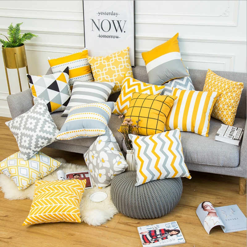 Discount Grey Yellow Decorative Pillows Grey Yellow Decorative