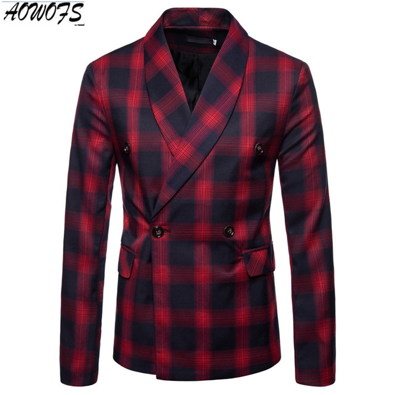 

2018 Men suit jackets Plaid blazer coat fashion casual slim fit suit gentlemen's Suits Wedding Ceremony Wear Men clothes, Gray