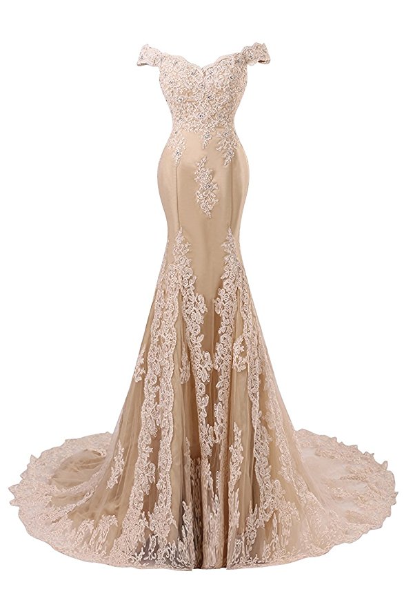 

Real Designer Champagne Mermaid Lace Evening Dresses 2020 Off the Shoulder Long Formal Gowns Sexy Custom Made Prom Dresses Party Gowns USA, Fuchsia