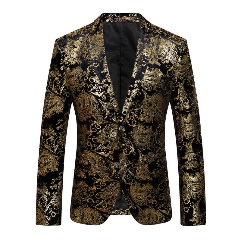 

2018 New Male Floral Jacket Suit Mens Blazers Fashion Single Button Suits Slim Fit Party Blazers Plus Size -4XL, Black