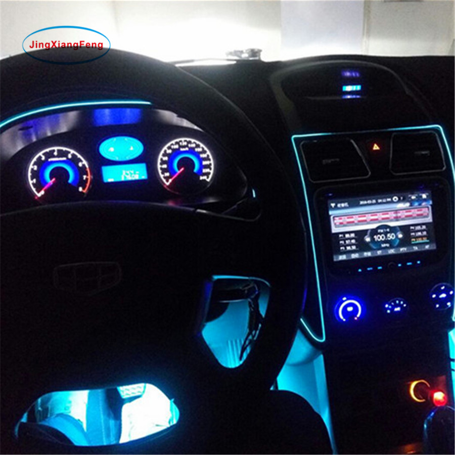 car styling 2meter refit light clamping-edge el wire 12V flexible neon decorate with cigarette lighter drive free shipping-image-413211729