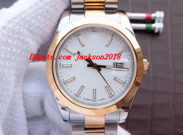 

luxury men 41mm 126303 men's watch watches automatic mechanical white dial 18k gold men watch, Slivery;brown