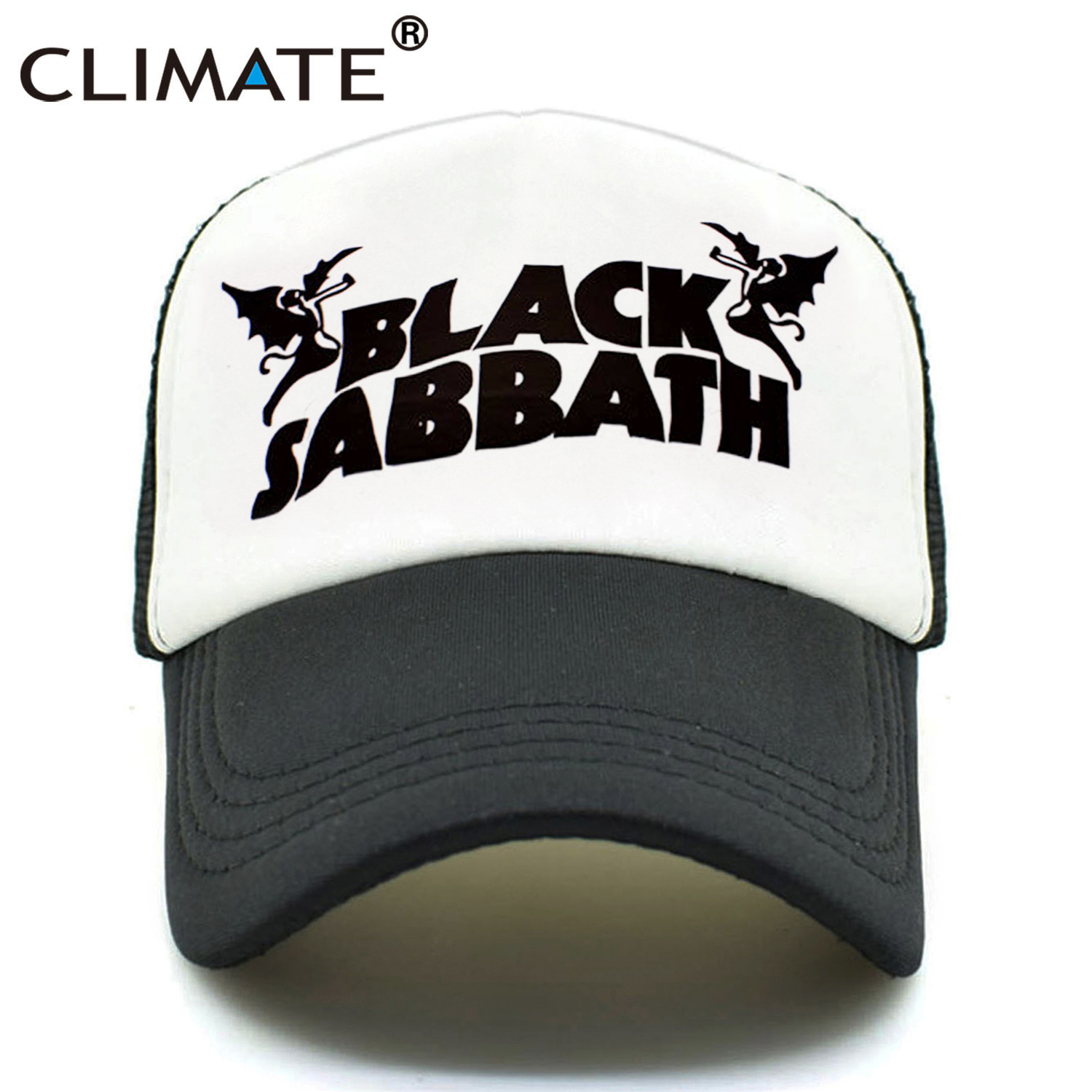 

CLIMATE Men Women Trucker Caps Black Sabbath Rock Caps Cool Summer Heavy Music Band Baseball Mesh Net Trucker Cap Hat, Blue;gray