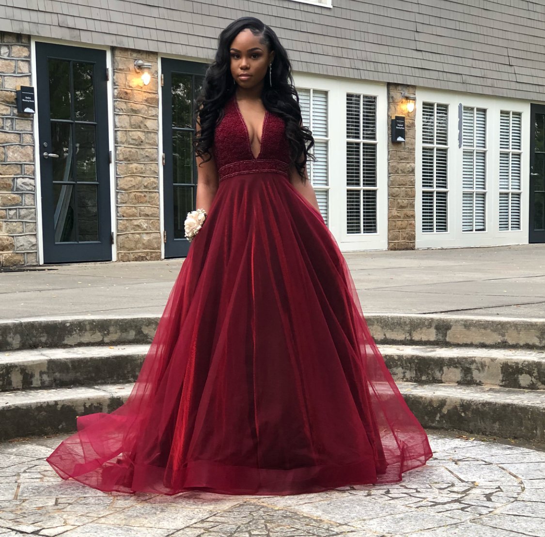 red wine party dress