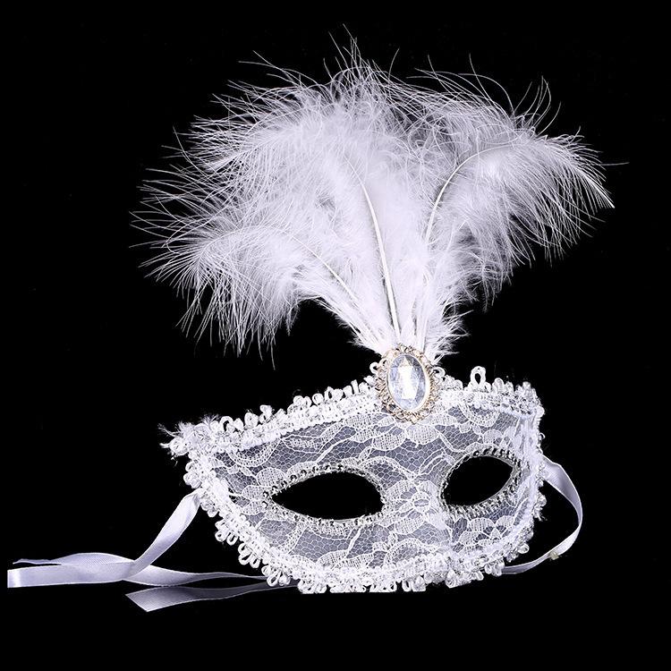 

Women Lace Sexy mask half face eye mask masquerade Halloween masks with feather birthday Halloween princess dance party mask