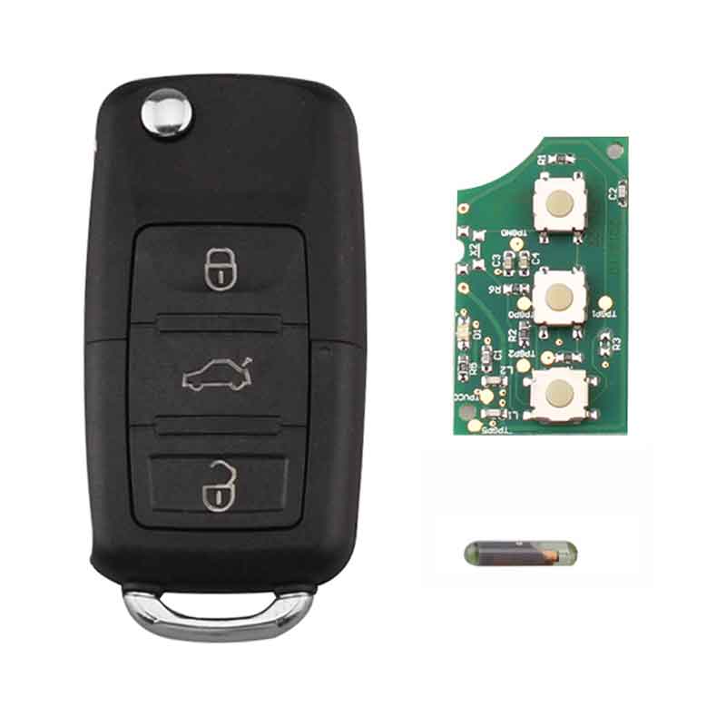 3 boutons 434MHz 48 puce 1k0 959 753 g Touche à distance pour Skoda octavia 20042010 Clé de voiture Auto Remote 1K0959753G Pas de logo