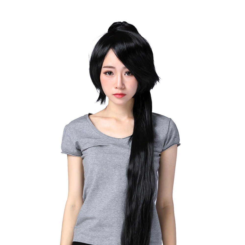 

Cosplay Soul Eater Nakatsukasa Tsubaki 2 ponytails 120cm black kanekalon wig, Color