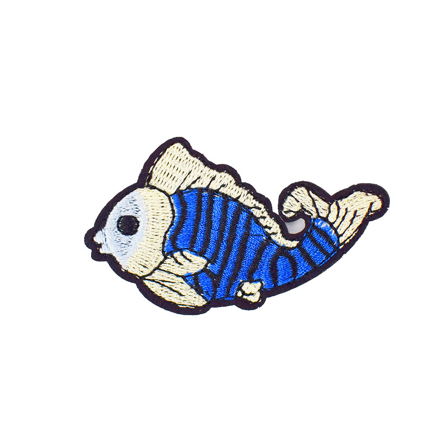 

10PCS Diy Blue Fish Embroidery Applique Patches for Kid Clothing Iron Transfer Applique Patch for Garment Fabrics Badges Accessories Patches, Black