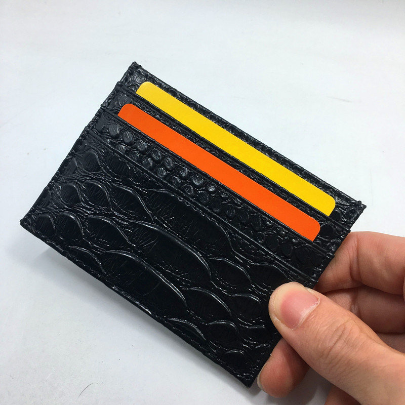 

Slim ID Card Wallet For Men High Quality Black Serpentine Patent Leather Mini Credit Card Holder 2017 New Fashion Bank Card Case Protector