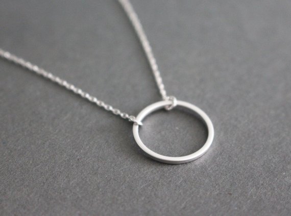 Simple Small Circle Pendant charm Necklace Fashion Hollow Round Disc Ring Geometric Women Silver Plated Lucky woman mother men's family gift