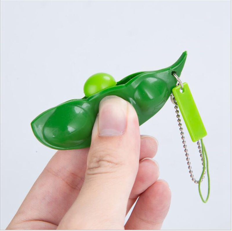 Colore: verde Infinite Spremere Edamame Stress Alleviare il portachiavi con portachiavi a forma di giocattolo 