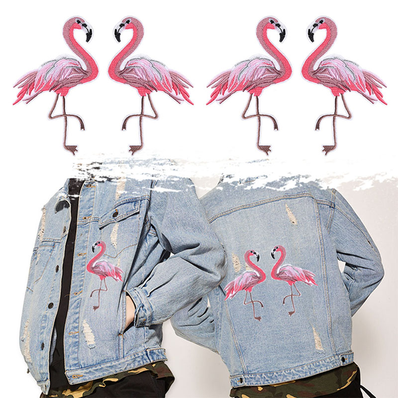 

Punk Style Red Flamingo Applique Embroidery Patch For Clothing Clothes Sew-On Iron-On Sewing Sticker Clothes Decoration Wholesale Price