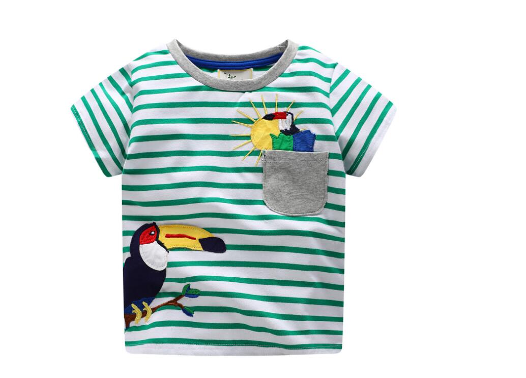 

Boy Girl Striped O-Neck Short Sleeve T-shirt Baby Summer Cotton Tops Kids Cotton T shirt Clothes Clothing YDM 002, As picture