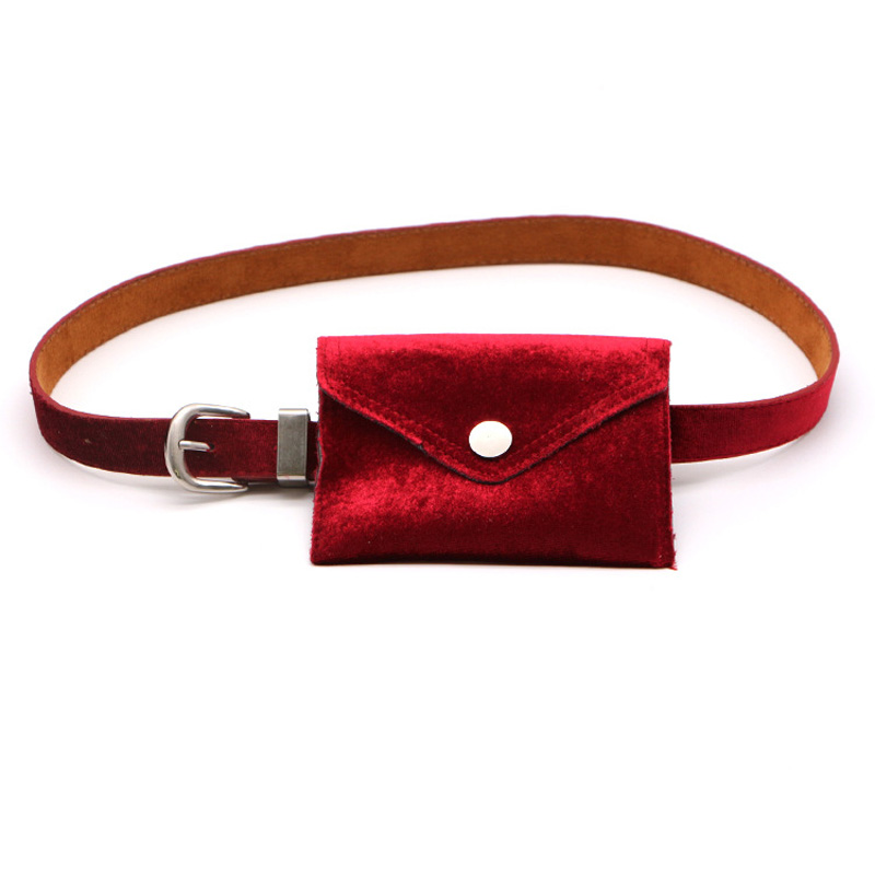 

2018 Winter New Fashion Velvet Women Waist Bag Coin Purse Women's Cute Suede Belt Bag Vintage Lady Small Fur Fanny Pack, Black