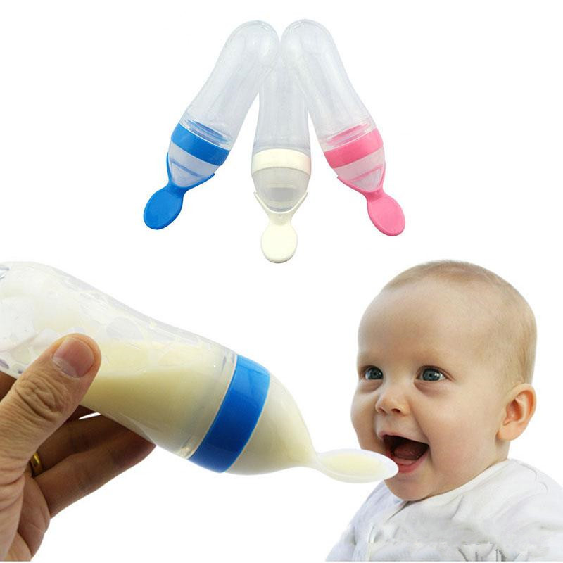 

Baby Feeding Spoons Bottle Training Scoop Food Grade Silicone Children Tableware Feeder Feeding Device Spoon Feeding Milk Bottle