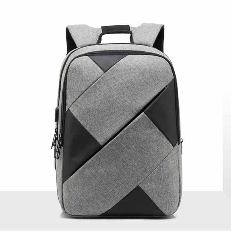 

Men's Charging Backpack Creative Backpack Solid Color Oxford Fabric 2018 Fashion Laptop Bag Youth Student Schoolbag, Grey