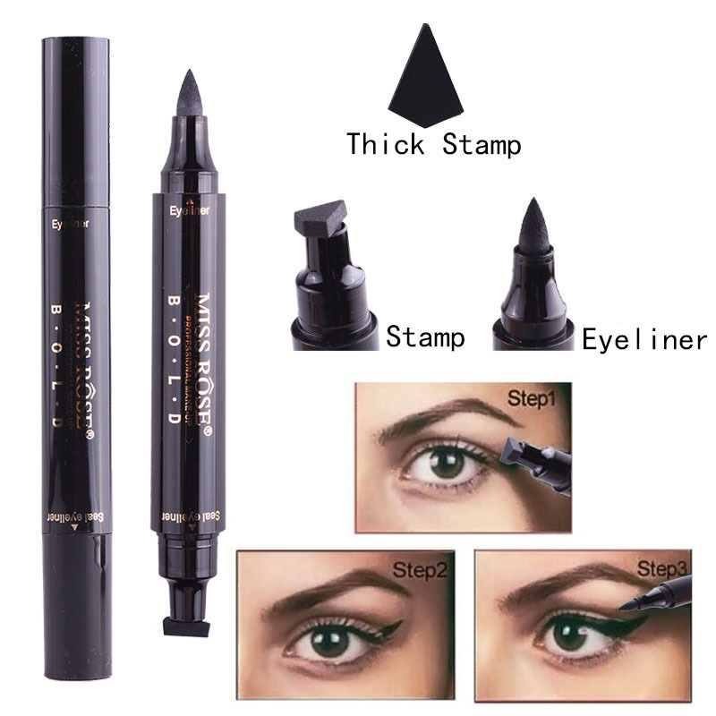 

2018 Newest Miss Rose Stamp Eyeliner & Seal Pencil Professional Eye Makeup Tool Double Heads Two Heads Eyeliner Pen