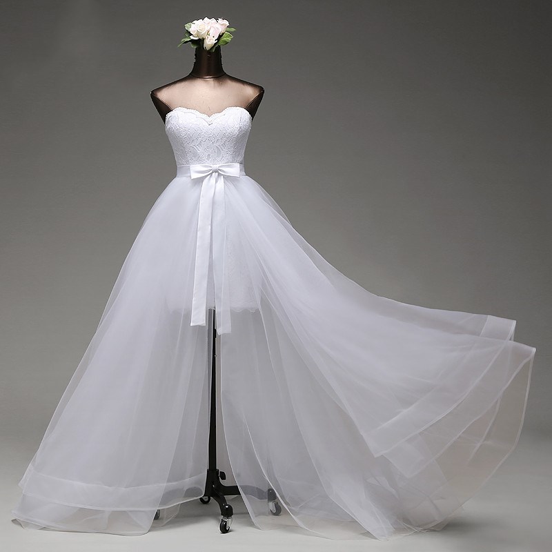

2018 Mermaid Wedding dress and detachable train three layers of silky organza vestido de noivas ball gown, White