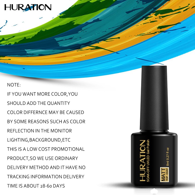 

Huration 8ML Soak Off Matte Top Coat Design Glossy Gel Nail Polish Base Coat Sticky Layer UV LED Lucky Matte Nail Gel Varnish, Transparent