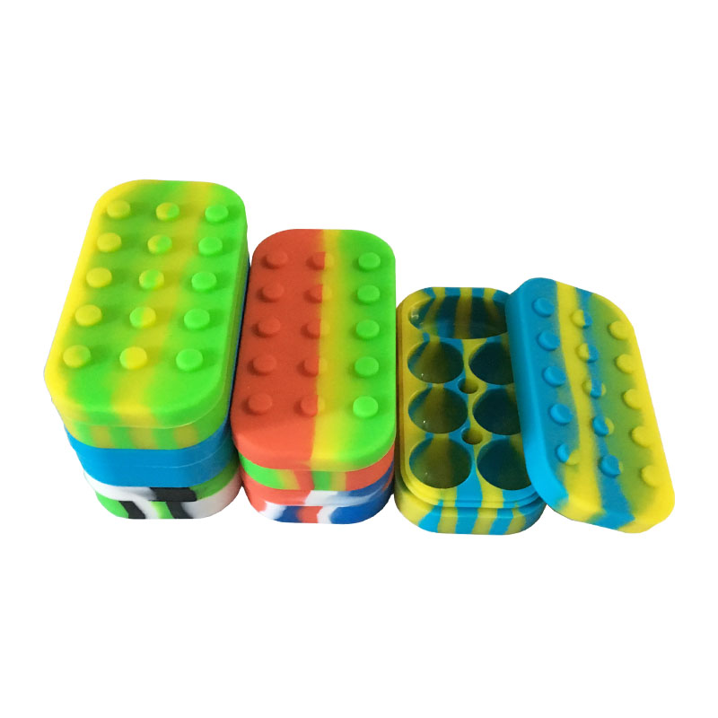 

FDA Food Grade Non-stcik Silicone Jar 6+1 Multi-compartment Silicone Jars Dab Wax Vaporizer Oil Container Various Color