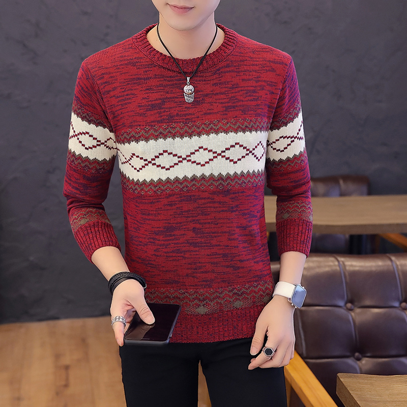 

Male O neck sweater men long sleeve Autumn upper sweater male sueter hombre, Beige